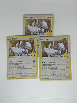 (3) Pokemon TCG Lugia Celebrations Holo Rare Card 022/025 25th Anniversary NM - Image 1
