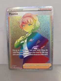 Peonia 219/198 Full Art Rainbow Holo Secret Rare Chilling Reign Pokemon Card NM - Image 1
