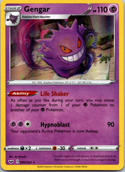 Gengar 085/202 NM Holo Sword and Shield Base Set Rare & Near Mint Pokemon Card - Image 1
