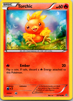 HOLO Torchic 25/160 - 2014 Pokemon Primal Clash Card - Sheen Holo - NM - Image 1