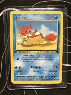 Pokemon TCG Krabby Fossil 51 Regular 1st Edition Common Card - Image 1