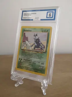 Pokemon card Heracross 2000 Neo Genesis Holo Rare 6/111 Pokegrade graded 6 - Image 1