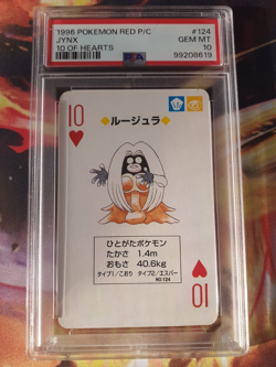 1996 Pokemon Jynx 10 of Hearts Red Charizard Poker Playing Card PSA 10 Gem Mint - Image 1