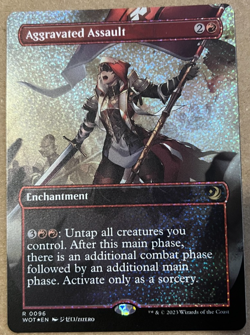 Magic the Gathering MTG Aggravated Assault Confetti Foil WOT 96 NM - Image 1