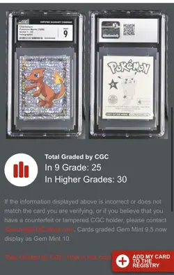 Pokemon Charmeleon #S3 Merlin Sticker Series 1 Topps Holo - CGC MINT 9 ! - Image 3