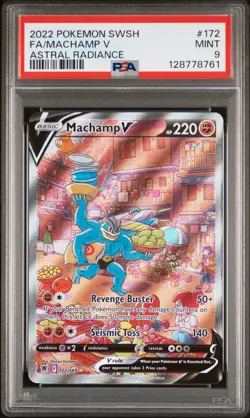2022 POKEMON SWORD & SHIELD ASTRAL RADIANCE #172 FULL ART/MACHAMP V PSA 9 - Image 1