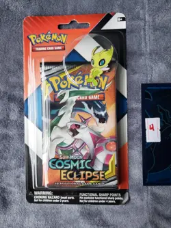 Pokemon TCG Cosmic Eclipse & Chilling Reign 2 Pack Blister w/ Celebi Pin Sealed - Image 1