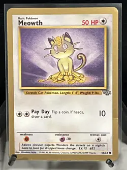 1999 Pokemon Jungle Meowth 56/64 Gold Border Fruit Roll-Up Promo - Image 1