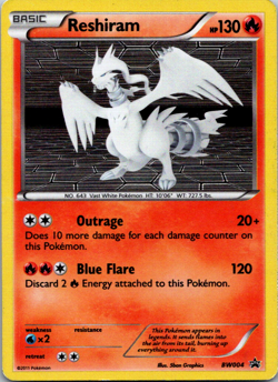 Reshiram BW004 Holo Black & White Promo Pokemon TCG MP Moderate Play Holo Rare - Image 1