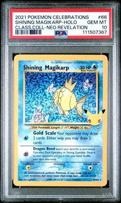 Pokemon Celebrations Classic Coll Neo Revelation 66 Shining Magikarp Holo PSA 10 - Image 1