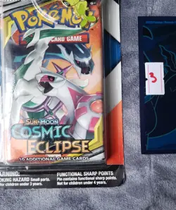Pokemon TCG Cosmic Eclipse & Chilling Reign 2 Pack Blister w/ Celebi Pin Sealed - Image 5