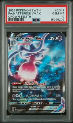 2023 POKEMON SWORD & SHIELD CROWN ZENITH #GG47 FULL ART/HATTERENE VMAX PSA 10 - Image 1