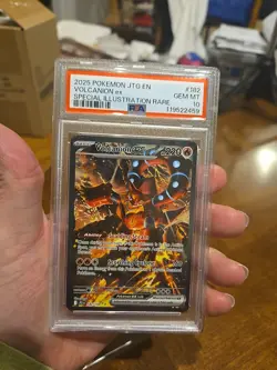 2025 Pokemon JTG EN Volcanion ex 182/159 Special Illustration Rare PSA 10 - Image 1