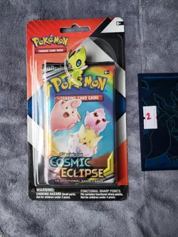 Pokemon TCG Cosmic Eclipse & Chilling Reign 2 Pack Blister w/ Celebi Pin Sealed - Image 1