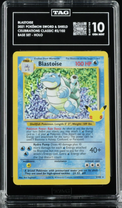 2021 Pokemon Celebrations Classic Collection BLASTOISE - Holo card 2/10 - TAG 10 - Image 1