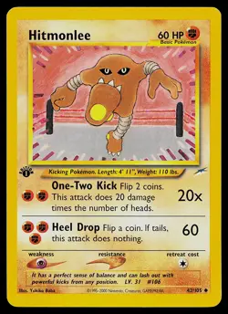 Pokemon Card - Hitmonlee Neo Destiny 42/105 Uncommon 1st Edition - Image 1