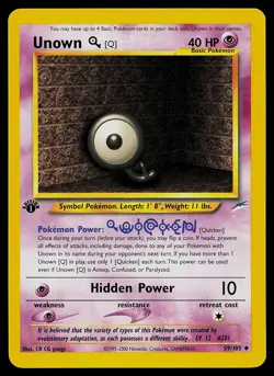 Pokemon Card - Unown [Q] Neo Destiny 59/105 Uncommon 1st Edition - Image 1