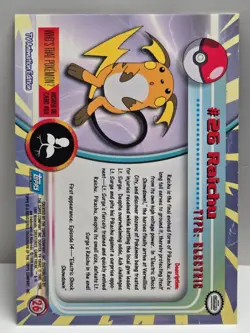 #26 Raichu 1999 Topps Chrome Pokemon Card Series 1 Blue Logo - NM - US Seller - Image 2