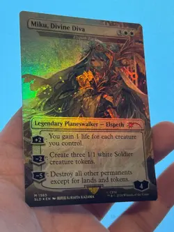 1X FOIL Miku, Divine Diva BORDERLESS MINT MTG Magic Hatsune Miku Secret Lair - Image 3