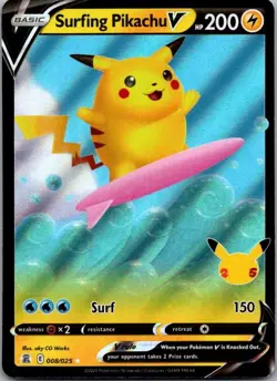 Pokemon TCG Surfing Pikachu V Ultra Rare Celebrations 008/025 LP - Image 1
