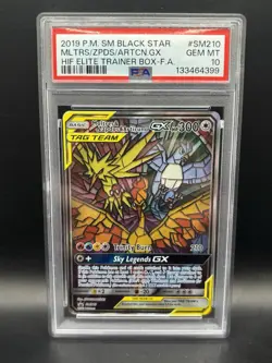 PSA 10 Moltres Zapdos Articuno GX SM210 Black Star Promo Pokemon Hidden Fates - Image 1