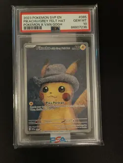 2023 Pokemon X Van Gogh SVP EN Pikachu with Grey Felt Hat Full Art #085 PSA 10 - Image 1
