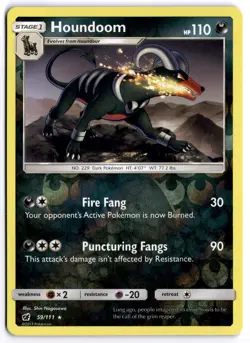 Pokemon Reverse Holo Houndoom Rare SM - Crimson Invasion 59/111 NM - Image 1
