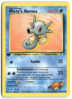Pokemon 1st Edition Misty's Horsea Common Gym Heroes 086/132 NM - Image 1