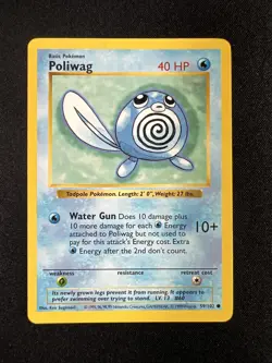 Pokemon TCG Base Set Shadowless Poliwag LP #59 - Image 1