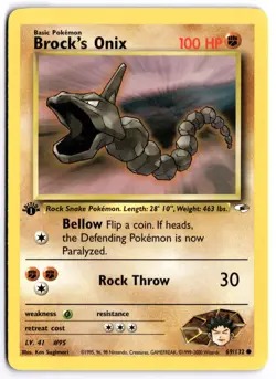 Pokemon 1st Edition Brock's Onix (69) Common Gym Heroes 069/132 NM - Image 1