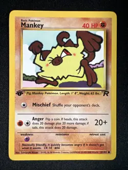 Pokemon Team Rocket 1st Edition Common Dark Mankey #61 NM - Image 1