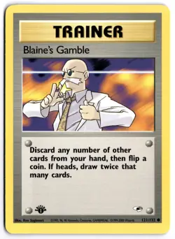 Pokemon 1st Edition Blaine's Gamble Common Gym Heroes 121/132 NM - Image 1