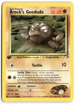 Pokemon 1st Edition Brock's Geodude (38) Uncommon Gym Heroes 038/132 NM - Image 1