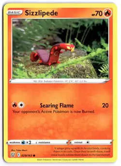 Pokemon Sizzlipede Common SWSH05: Battle Styles 029/163 NM - Image 1
