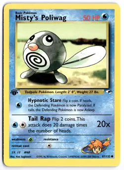 Pokemon 1st Edition Misty's Poliwag Common Gym Heroes 087/132 NM - Image 1