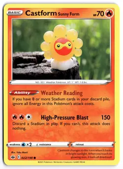 Pokemon Castform Sunny Form Common SWSH06: Chilling Reign 022/198 NM - Image 1