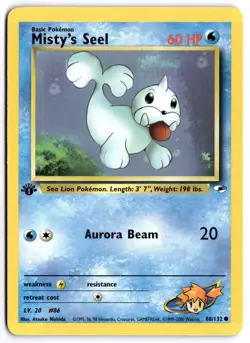 Pokemon 1st Edition Misty's Seel Common Gym Heroes 088/132 NM - Image 1