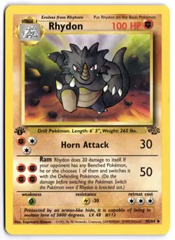 Pokemon 1st Edition Rhydon Uncommon Jungle 45/64 NM - Image 1