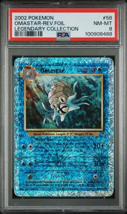 2002 POKEMON LEGENDARY COLLECTION #58 OMASTAR REVERSE FOIL PSA 8 #58 - Image 1