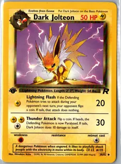 DARK JOLTEON 38/82 UNCOMMON TEAM ROCKET POKEMON LP 1ST EDITION - Image 1