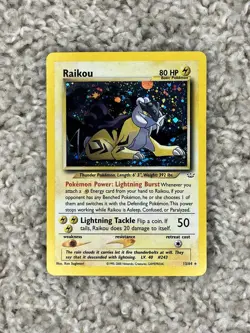 Raikou Pokemon WOTC 2000 Neo Revelation Double Holo Error 13/64 LP+ - Image 1