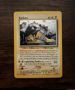 Raikou Pokemon WOTC 2000 Neo Revelation Double Holo Error 13/64 LP+ - Image 2