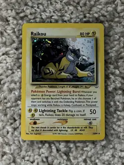 Raikou Pokemon WOTC 2000 Neo Revelation Double Holo Error 13/64 LP+ - Image 4