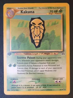 Pokemon TCG Kokuna Kakuna Neo Discovery 1.Edit WotC 41/75 LP-GD EN Blitzversand - Image 1