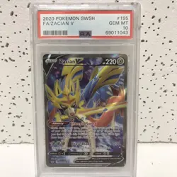 2020 Pokemon Sword and Shield Zacian V Full Art PSA 10 GEM MINT! 195/202 - Image 1
