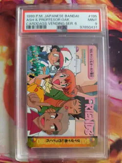 Pokemon Card carddass vending anime Japanese Proffesor Oak & Ash #195 PSA 9 - Image 2