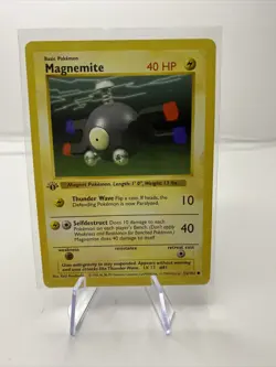1st Edition Shadowless Magnemite 53/102 Pokemon Base Set Card | LP - Image 1