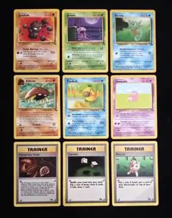 Lot Of 9 Vintage Fossil Pokemon Cards Regular Finish LP Commons - Image 1