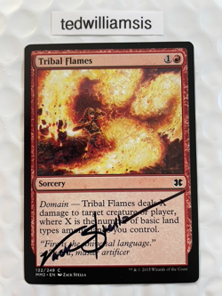 Tribal Flames MtG Modern Masters 2015 Autographed Signed by Zack Stella - Image 1