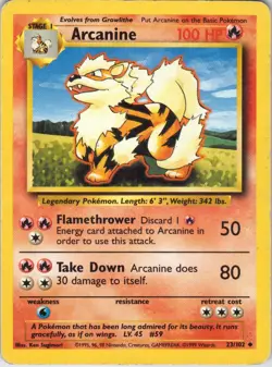 Arcanine - Pokemon TCG Base Set 23/102 Uncommon Damaged - Image 1
